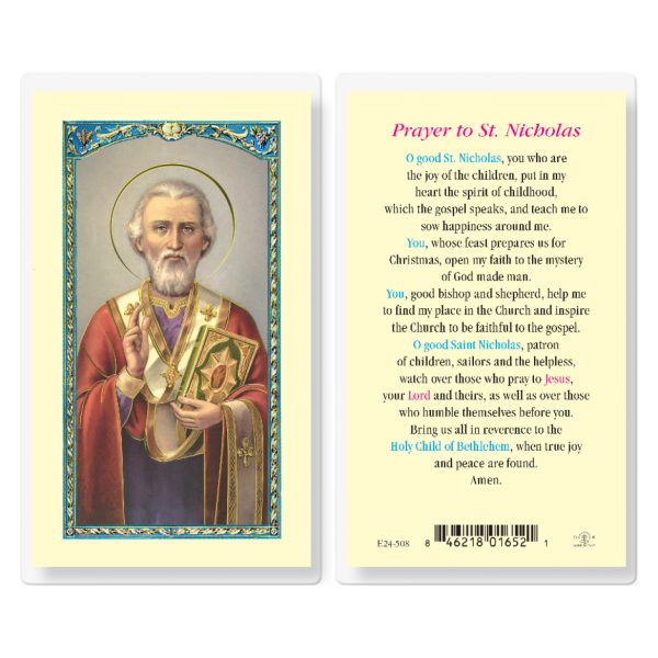 Saint Nicholas Laminated Holy Card (pack of 25)