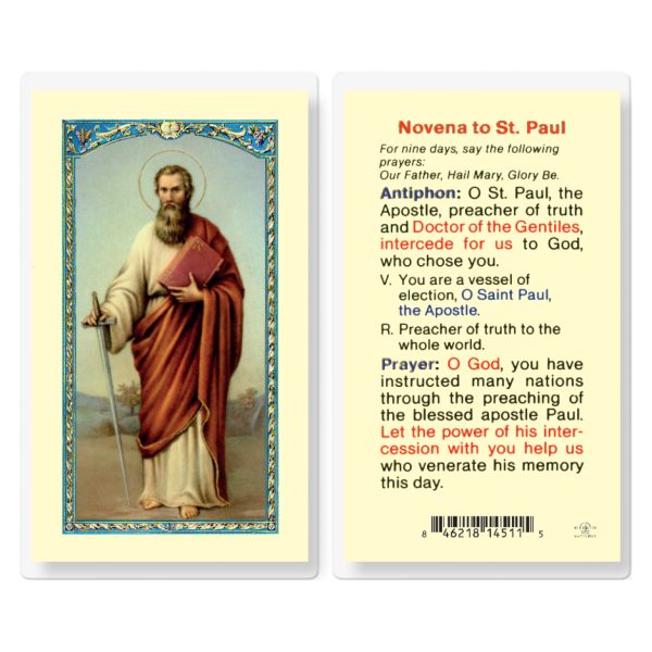 Saint Paul Novena Laminated Holy Card (pack of 25)