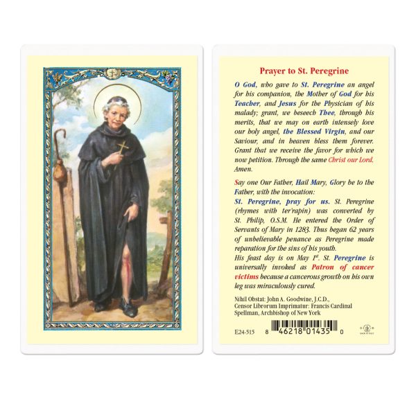 Saint Peregrine Laminated Prayer Card (pack of 25)