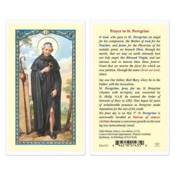 Saint Peregrine Laminated Holy Card (pack of 25)