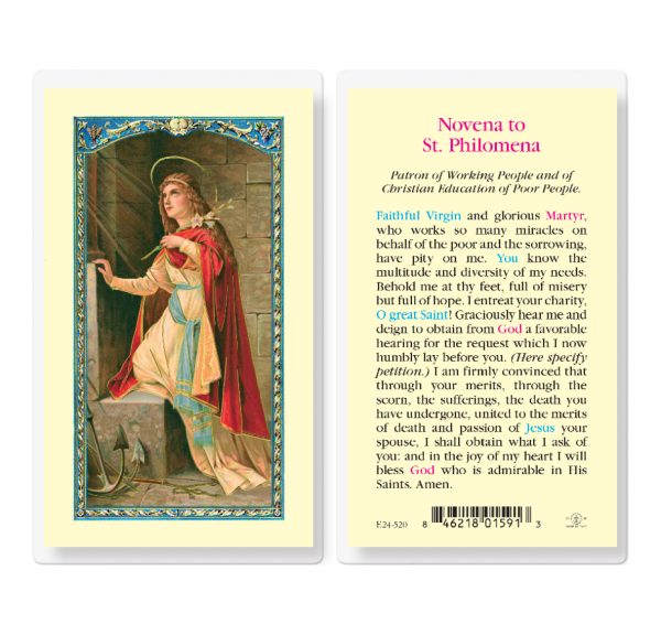 Saint Philomena Novena Laminated Prayer Card (pack of 25)