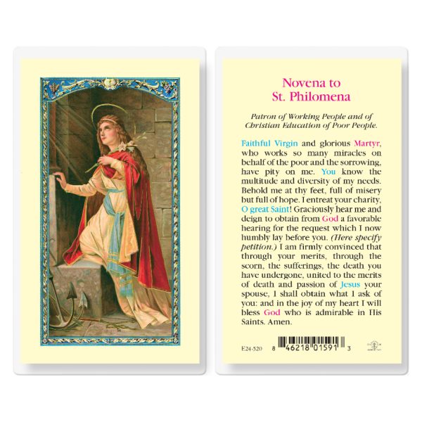 Saint Philomena Novena Laminated Holy Card (pack of 25)