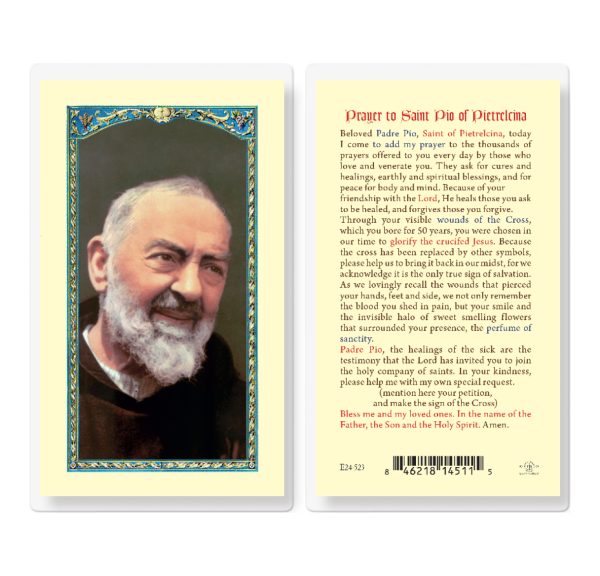 Saint Pio of Pietrelcina Laminated Prayer Card (pack of 25)