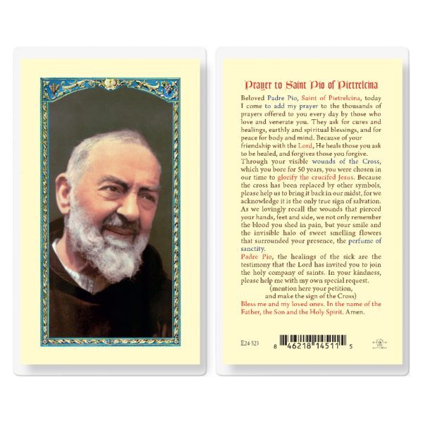 Saint Pio of Pietrelcina Laminated Holy Card (pack of 25)