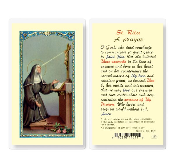 Saint Rita Laminated Prayer Card (pack of 25)