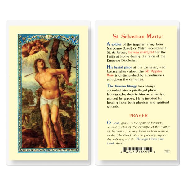 Saint Sebastian Athletes Prayer Laminated Holy Card (pack of 25)