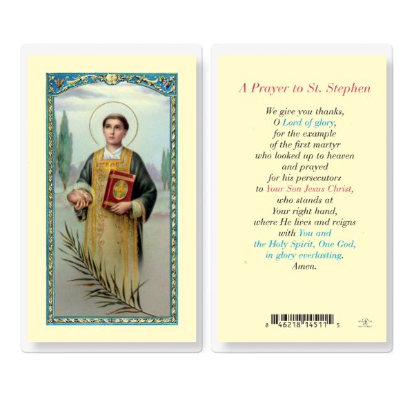 Saint Stephen Laminated Prayer Card (pack of 25)