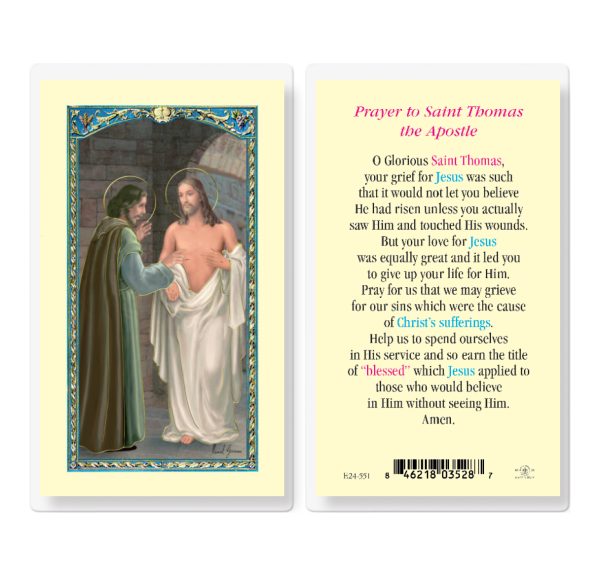 Saint Thomas the Apostle Laminated Prayer Card (pack of 25)