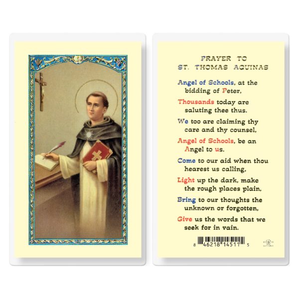 Saint Thomas Aquinas Laminated Holy Card (pack of 25)
