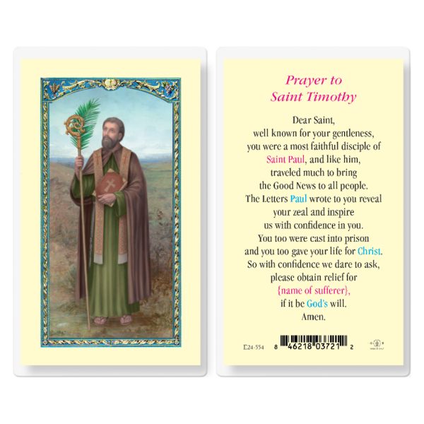 Saint Timothy Laminated Holy Card (pack of 25)