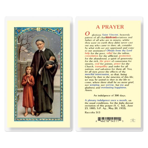 Saint Vincent de Paul Laminated Holy Card (pack of 25)