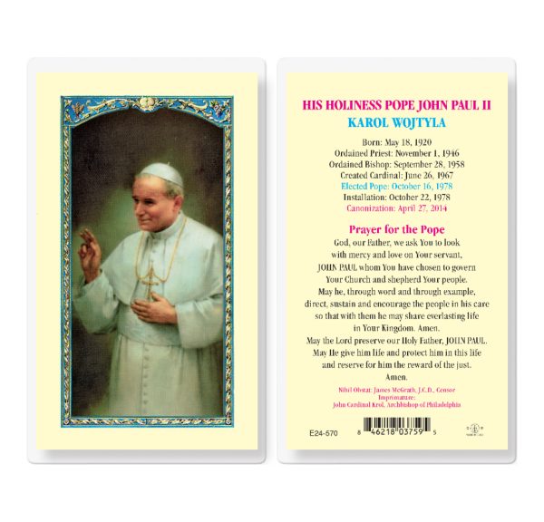 Pope John Paul II Laminated Prayer Card (pack of 25)