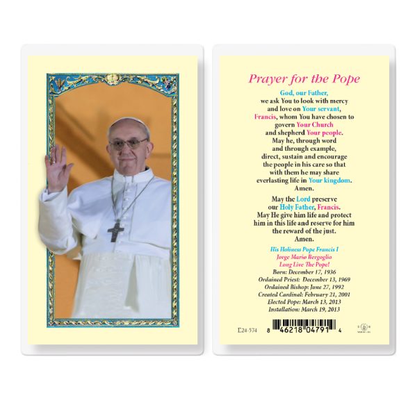 Pope Francis Laminated Prayer Card (pack of 25)