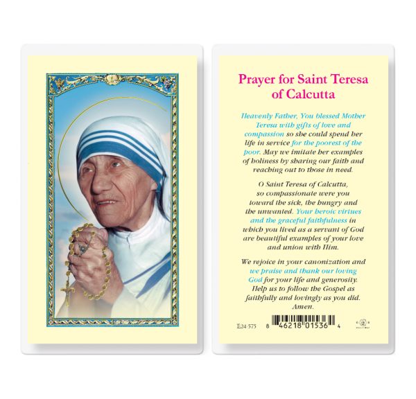 Saint Teresa of Calcutta Laminated Prayer Card (pack of 25)