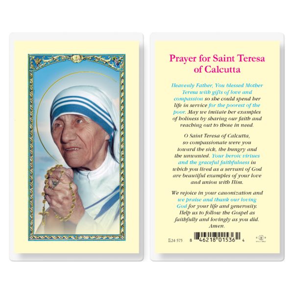 Saint Teresa of Calcutta Laminated Holy Card (pack of 25)