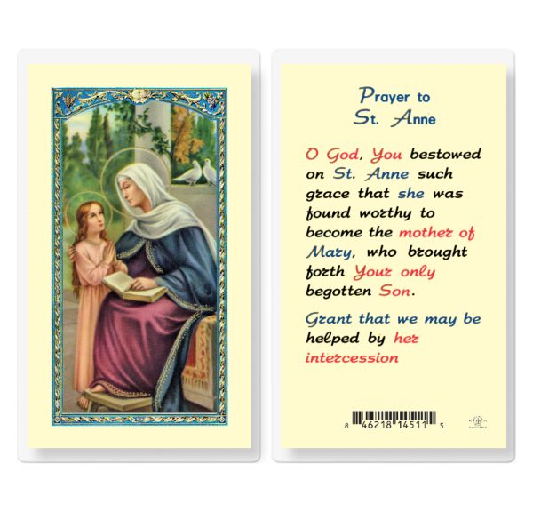 Saint Anne Laminated Prayer Card (pack of 25)