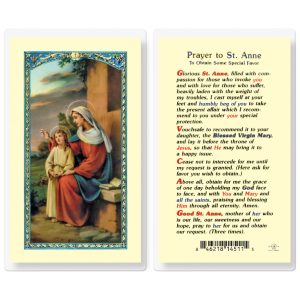 Saint Anne Prayer to Obtain Favors Laminated Prayer Card (pack of 25)