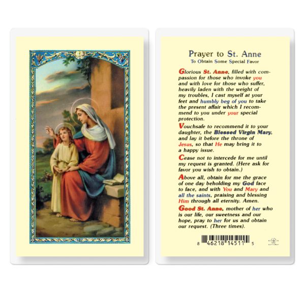 Saint Anne Prayer to Obtain Favors Laminated Prayer Card (pack of 25)
