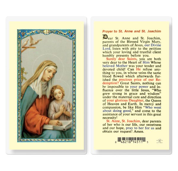 Saint Anne and Saint Joaquim Laminated Prayer Card (pack of 25)