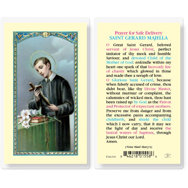 Saint Gerard Safe Delivery Laminated Holy Card (pack of 25)