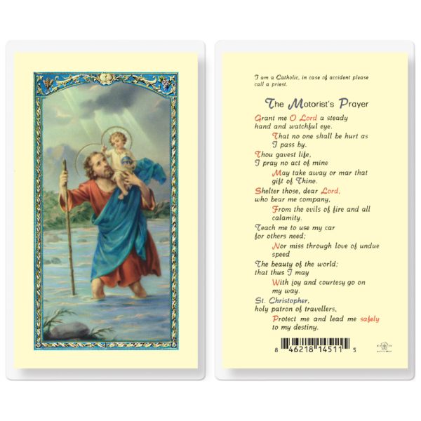Saint Christopher Motorist's Prayer Laminated Holy Card (pack of 25)
