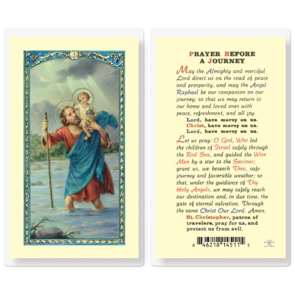 Saint Christopher Before a Journey Laminated Holy Card (pack of 25)