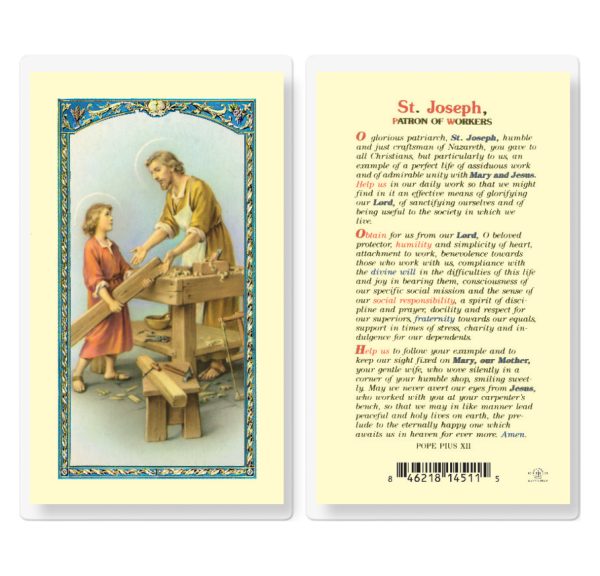 Saint Joseph Patron of Workers Laminated Prayer Card (pack of 25)