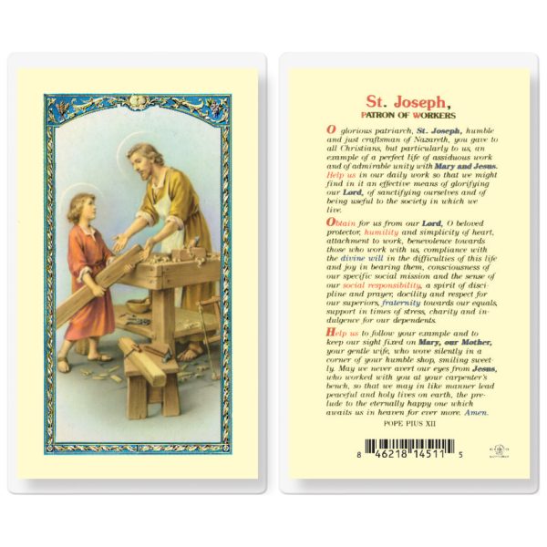 Saint Joseph Patron of Workers Laminated Holy Card (pack of 25)