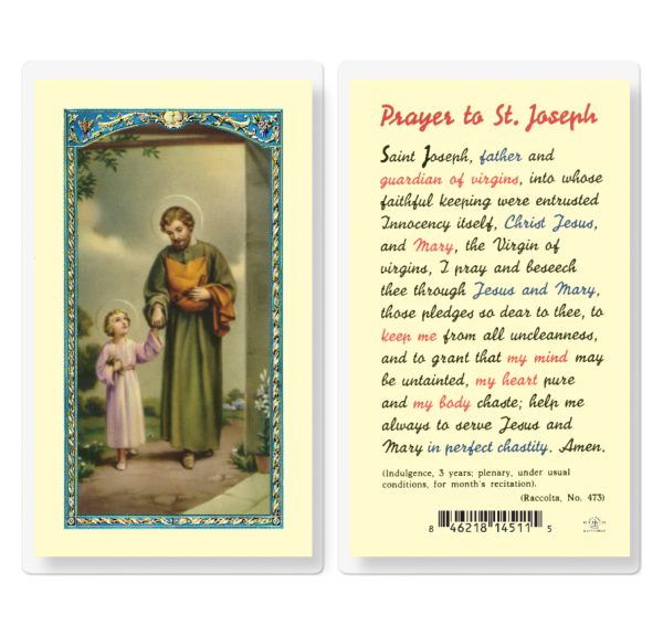Saint Joseph Laminated Prayer Card (pack of 25)