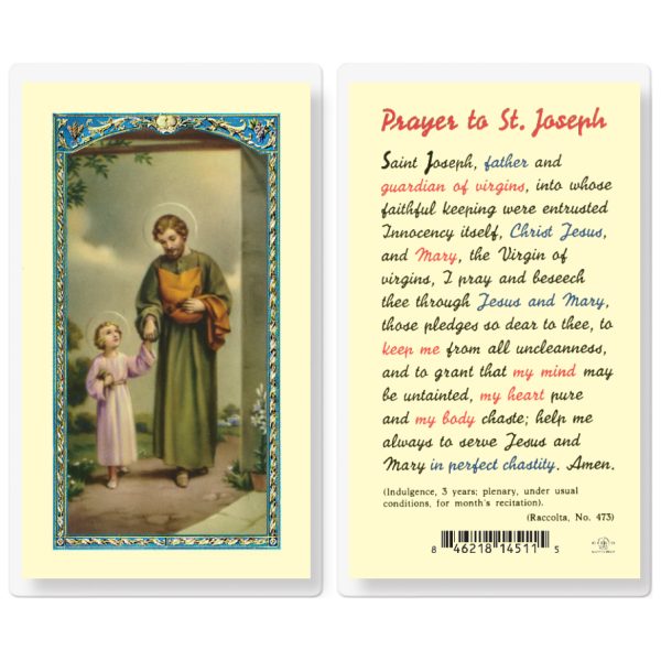Saint Joseph Laminated Holy Card (pack of 25)