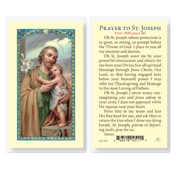 Saint Joseph Over 1900 Years Old Laminated Prayer Card (pack of 25)