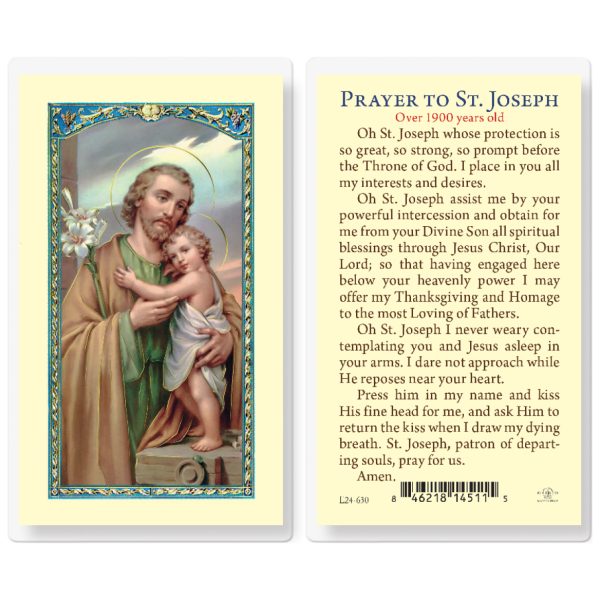 Saint Joseph Over 1900 Years Old Laminated Holy Card (pack of 25)