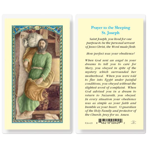 Saint Joseph Sleeping Laminated Holy Card (pack of 25)