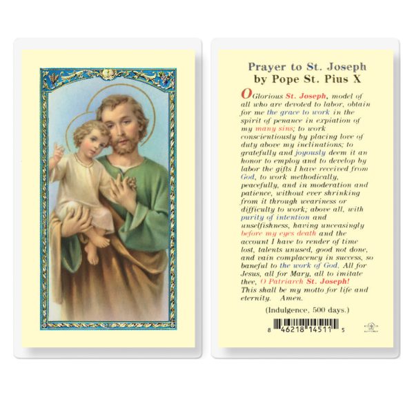 Saint Joseph Prayer of Pope Pius X Laminated Prayer Card (pack of 25)