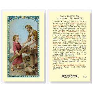 Saint Joseph The Worker Laminated Prayer Card (pack of 25)
