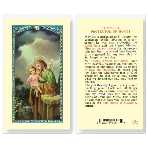 Saint Joseph Protection of Homes Laminated Holy Card (pack of 25)