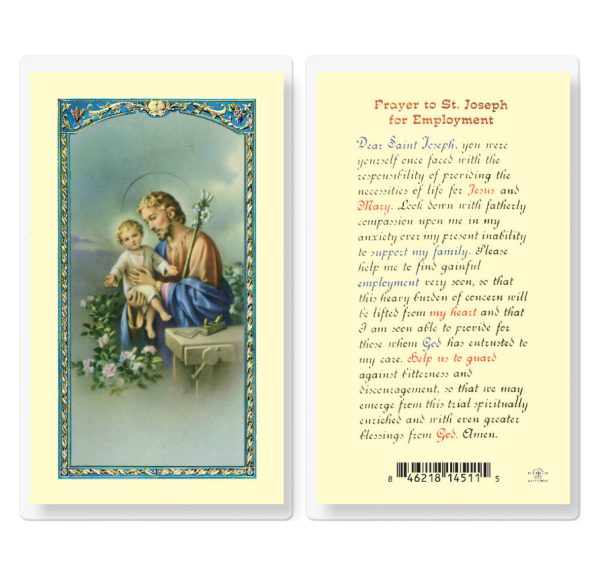 Saint Joseph Employment Prayer Laminated Prayer Card (pack of 25)