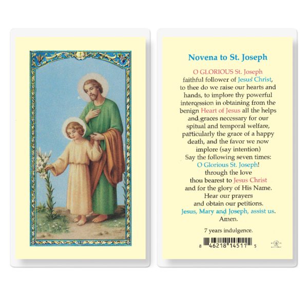 Saint Joseph Novena Laminated Prayer Card (pack of 25)