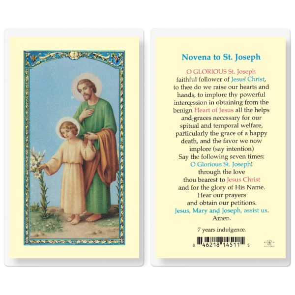 Saint Joseph Novena Laminated Holy Card (pack of 25)