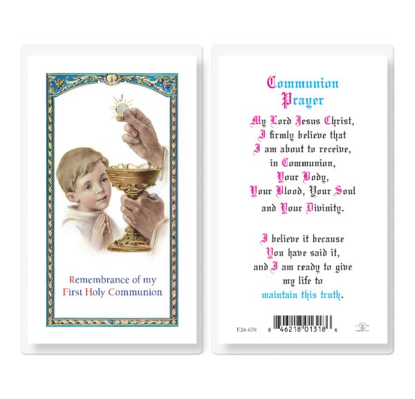 Communion Boy Laminated Prayer Card (pack of 25)