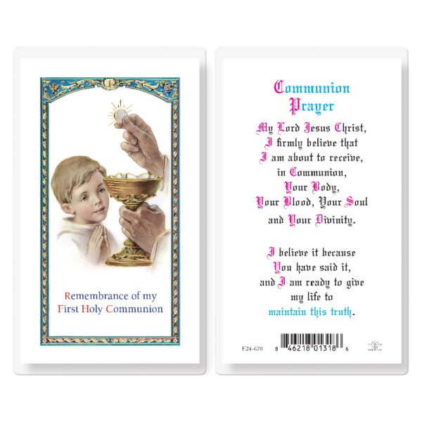 Communion Boy Laminated Holy Card (pack of 25)