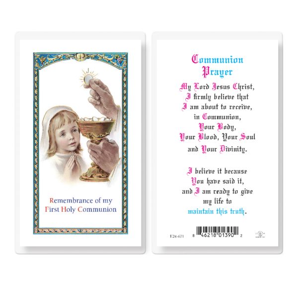Communion Girl Laminated Prayer Card (pack of 25)