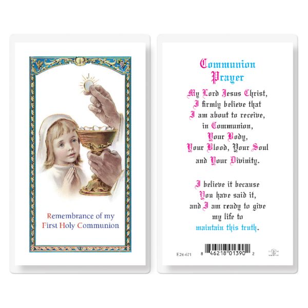 Communion Girl Laminated Holy Card (pack of 25)