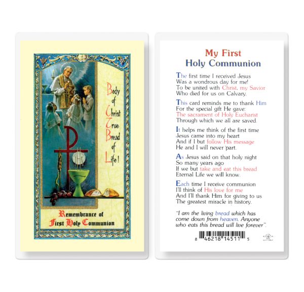 First Holy Communion Unisex Laminated Prayer Card (pack of 25)