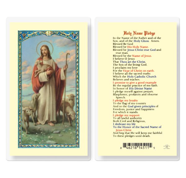 Holy Name Pledge Laminated Prayer Card (pack of 25)