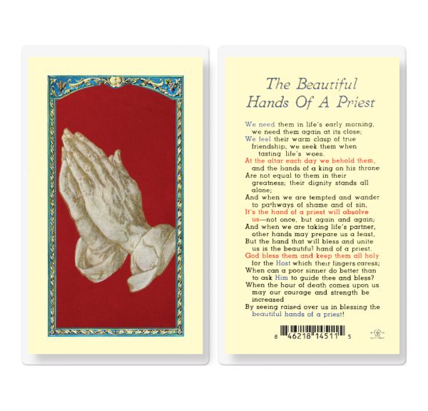 Beautiful Hands of Priest Laminated Prayer Card (pack of 25)