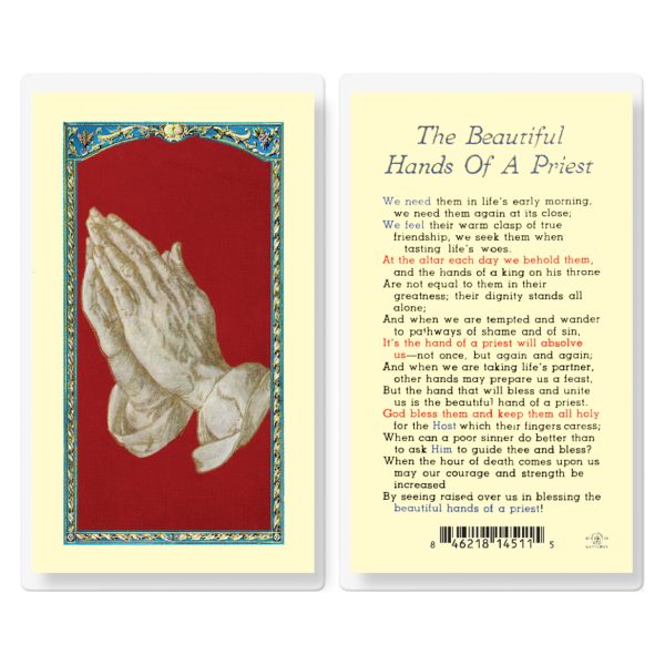 Beautiful Hands of Priest Laminated Holy Card (pack of 25)