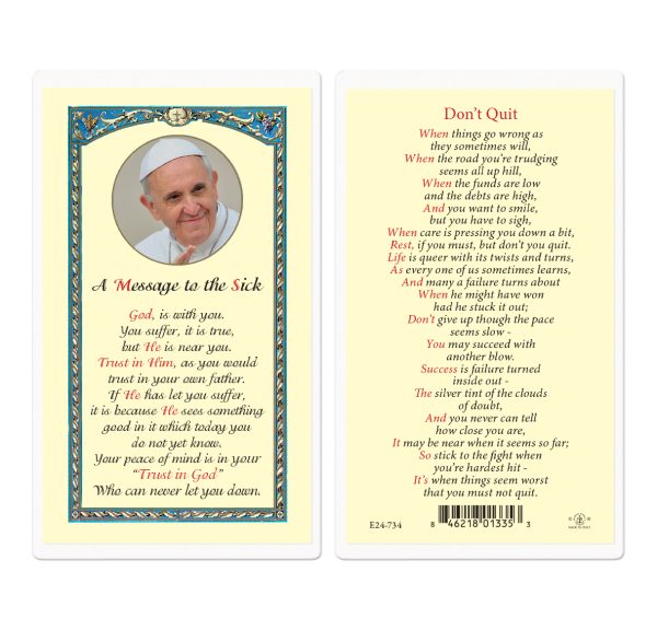 Message to the Sick Laminated Prayer Card (pack of 25)