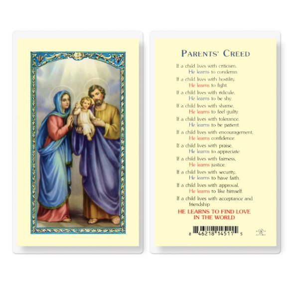 Parents Creed Laminated Prayer Card (pack of 25)