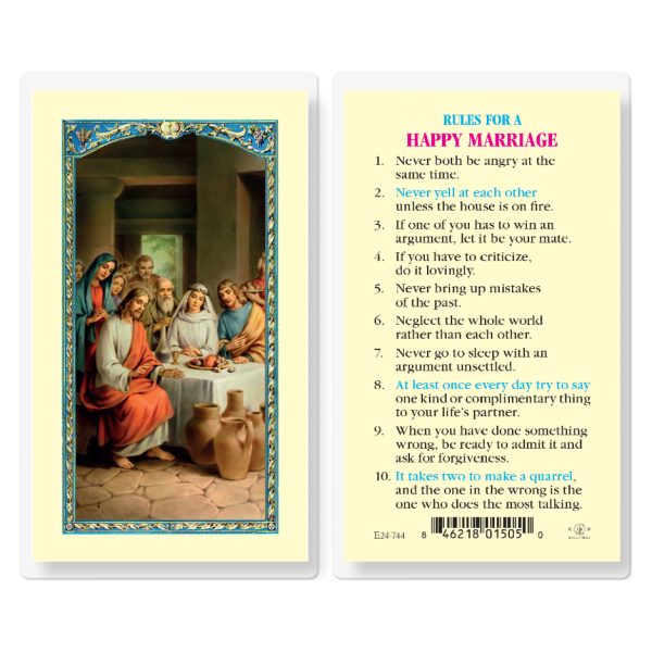 Rules for a Happy Marriage Laminated Holy Card (pack of 25)